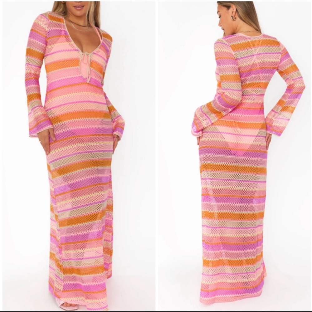 Show Me Your Mumu Vacay Coverup in Pink Crochet - Size Medium